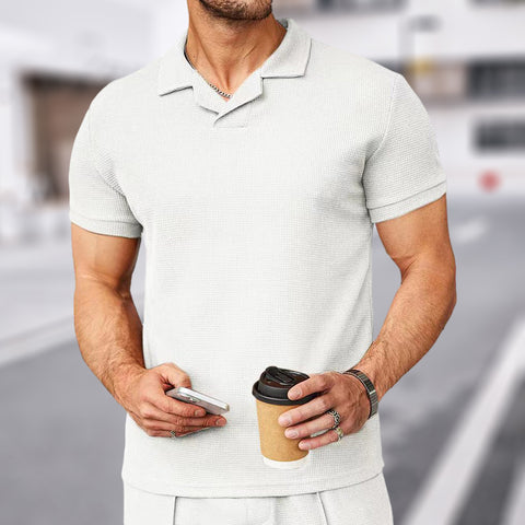 Nouveau polo à col en V gaufré d'été 2023
