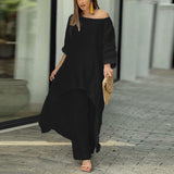 Ensemble haut et pantalon irrégulier avec jambes larges