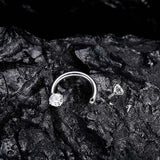 Bague en zircone en forme de fer à cheval avec barres filetées pour piercings