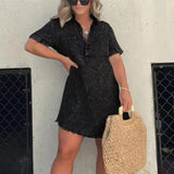 Jupe en jean Robe à ourlet frangé