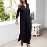Robe élégante et confortable avec col en V
