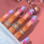 Ongles violets à motif de cœur de style ballet(24pièces)