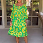 Robe à manches amples avec imprimé