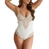 Combinaison Sexy à Col en V Profond en Dentelle