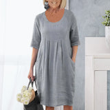 Robe trapèze à poches de couleur unie