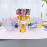 Carte de vœux en 3D avec fleurs faites à la main
