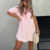 Jupe en jean Robe à ourlet frangé