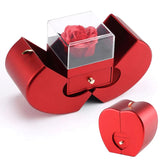 Coffret Pomme Rouge Avec Rose Eternelle Et Collier