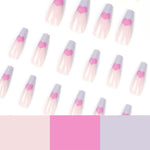 Ongles violets à motif de cœur de style ballet(24pièces)