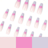 Ongles violets à motif de cœur de style ballet(24pièces)
