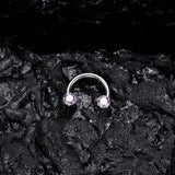 Bague en zircone en forme de fer à cheval avec barres filetées pour piercings