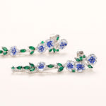 Boucles d'oreilles en chaîne à fleurs bleues