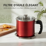 Pot à huile en acier inoxydable avec filtre