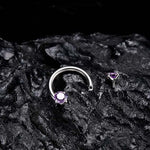 Bague en zircone en forme de fer à cheval avec barres filetées pour piercings