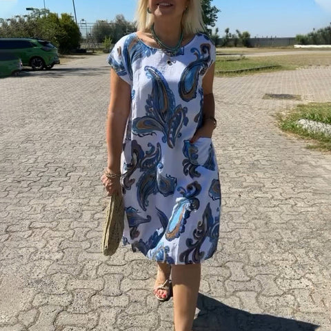 Robe en lin-coton imprimé