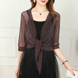 Cardigan scintillant en tissu fin de soie