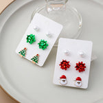 Boucles d'oreilles en perles avec fleurs de Noël