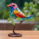 Ornements en Verre Teinté Oiseaux sur Branches