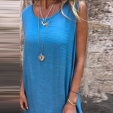 Robe sans manches à double épaisseur de couleur unie