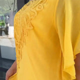 Robe à ourlet en dentelle et patchwork