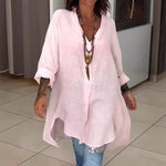 Chemise décontractée en coton lin fendu