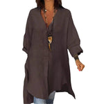 Chemise décontractée en coton lin fendu