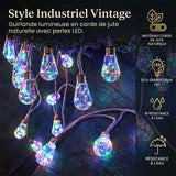 Guirlande lumineuse avec ampoules suspendues à des cordes de jute