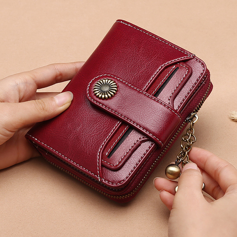 Mini porte-monnaie compact à deux volets pour femmes avec blocage RFID