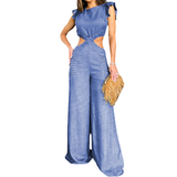 Costume à Manches Volantes de Couleur Unie