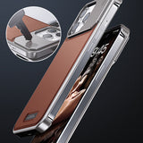 Etui de téléphone en cuir et métal
