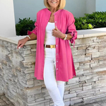 Vestes chemises longues unies en coton
