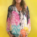 Top décontracté à col en V Tie-dye