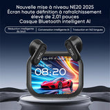 Casque audio intelligent avec réduction du bruit et traduction IA, écran couleur HD