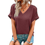 T-shirt à col en V avec boutons