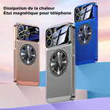 Étui magnétique pour téléphone avec grande fenêtre pour la dissipation de la chaleur
