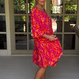 Robe à manches amples avec imprimé