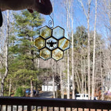 Ornement d’abeille en vitrail ou attrape-soleil