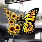 Pendentif Croix Papillon Coloré Unique