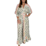 Combinaisons Kimono Col en V à Imprimé Géométrique