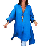 Chemise décontractée en coton lin fendu