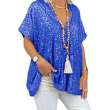 T-shirt ample à col en V avec paillettes