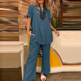 Pantalon deux pièces en coton et lin pour femme