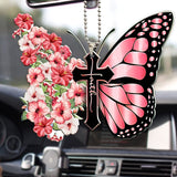 Pendentif Croix Papillon Coloré Unique