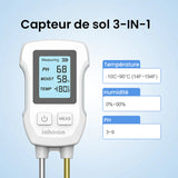 Humidimètre numérique 3 en 1 pour plantes avec PH/Humidité/Température