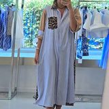 Robe chemise ample à motifs patchwork et rayures