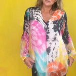 Top décontracté à col en V Tie-dye