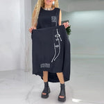 Robe longue décontractée sans manches à imprimé abstrait