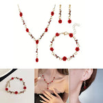 Ensemble de bijoux élégant avec collier et boucles d'oreilles en forme de fleur de rose