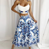 Robe deux pièces en porcelaine bleue et blanche