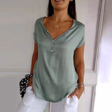 T-shirt à col en V à manches courtes lisses